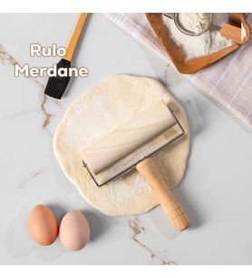 Porsima 2076 Ahşap Saplı Rulo Merdane Oklava Pürüzsüz Oklava Pizza Börek Açma Oklava