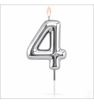 4 Rakam Mum Gümüş - 10 cm