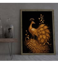 Ezgoola / Feng Shui Tablo / Gold Tavuskuşu tablo / İşyeri Tablo / İşyeri Hediye / Ev Hediye / Ev Dekoru / Poster / Özel Tasarım Hediye (Siyah)