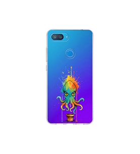 Xiaomi Mi 8 Lite ile uyumlu Splash ahtapot tasarımlı şeffaf silikon kılıf