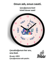 İsme Özel Küvette Fil Çocuk Odası Duvar Saati Orta Boy 30 cm Siyah Camlı Sessiz
