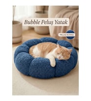 Yumuşak ve Konforlu Pelüş Kedi Köpek Yatak, Mavi Renkli Rahat Uyku Ortamı