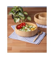 Bambu Çizgili Kase ,büyük Boy 22*6cm Meyvelik Ekmeklik Salata Meze Bowl Curve Kase Sunum Tepsisi