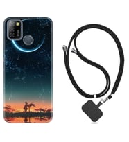 INFINIX Smart 4 5 6 Zero 8 S5 Pro Kılıf Boyun Askılı Silikon Ay ve Kız 1720