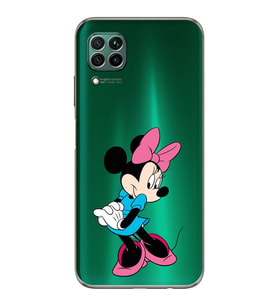 Huawei P40 Lite  Kamera korumalı Kapak Minnie Mouse Tasarımlı  Şeffaf Kılıf