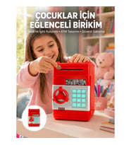 Mey İthalat® Kırmızı ATM Kasa Tipi Para Biriktirme Kumbarası
