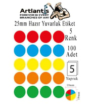 25 mm Renkli Hazır Yuvarlak Etiket 100 lü 1 Paket Mix Color Ofis Etiketleri Kendinden Yapışkanlı Nokta Etiket (Çok Renkli)