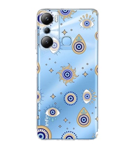 PrintiFy İnfinix Hot 20i ile Uyumlu Nazar Boncuğu 5  Kamera Korumalı Şeffaf Silikon Kılıf