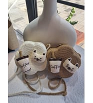 Çocuk Hasır Çanta , Kız Çocuk Çanta, Bayram Çantası (Camel)