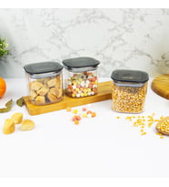 3 Adet 0.5 Lt İstiflenebilir Kristal Vakumlu Erzak Kabı 0.5 Lt Vakumlu Saklama Kabı