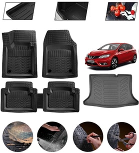 Nissan Pulsar 2014-2018 Uyumlu Paspas Araca Özel Bagaj Havuzu MBS Siyah