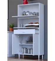Eliusta Solaira 85 cm Genişlik Kapaklı Mutfak Dolabı 4 Kapaklı, Çekmeceli Çok Amaçlı Mutfak/Banyo Dolabı (Beyaz)