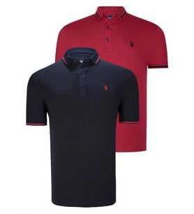 İKİLİ SET T8586 DEWBERRY ERKEK T-SHIRT-BORDO-LACİVERT