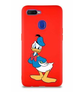 Oppo A5S Soft Premier Kapak Donald Duck-D Tasarımlı Silikon Kılıf - Kırmızı (Şeffaf)