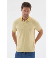 Sarı Polo Yaka Pike Kısa Kol Slim Fit %100 Pamuk Tişört 1011260171