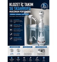 Basmalı Klozet Rezervuar İç Mekanizması Ayarlanabilir Su Seviyeli Tahliye Sistemi