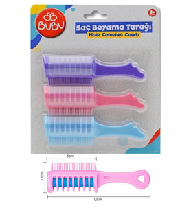 Saç Boyama Tarağı 3 lü 1 Paket Bubu Saç Boyama Tarak Pembe Mor ve Pembe Parlak Renkler Uygulaması Kolay (Çok Renkli)