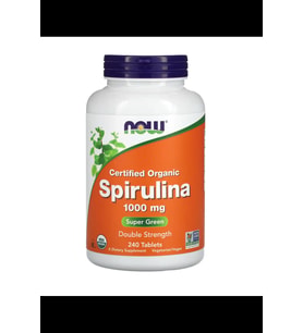 NOW Foods, Certified Organic Spirulina, 1,000 mg, 240 Tablets.Usa Menşei. 3850 (Renksiz)