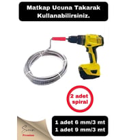 Pratik Ergonomik Matkap Ucu Boru Temizleme Ve Tıkanıklık Açma Spirali 3 Metre 2 Adet