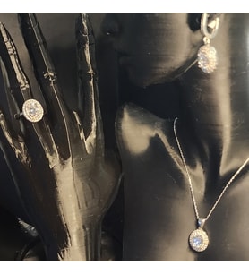 Zirkon Taşlı Oval Set (Gümüş)