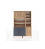 Hyperion Dolap 9 Raflı 4 Çekmeceli 3 Kapaklı 132x44x195 Çam-Çam/Antrasit