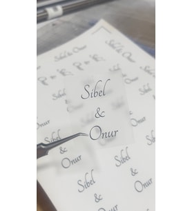 Nişan Hatırası, Nikah Hatırası Kare Şeffaf Etiket 5x4 cm 45 Adet