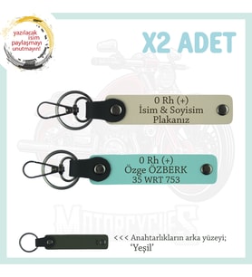 Motosiklet Aşıkları İçin Özel, İsim Plaka ve 0 + Kan Grubu Yazılı x2 Anahtarlık, S Kahve-Turkuaz-Ysl (Çok Renkli)