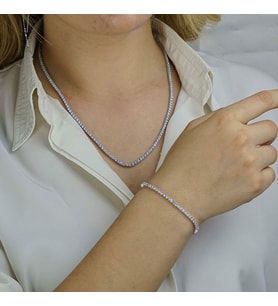 Yuvarlak 925 Ayar Gümüş Su Yolu Kolye Bileklik Set 3 MM