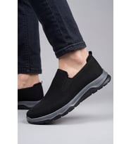 Ultra Hafif Nefes Alabilir Siyah Gri Slip-On Sneaker Günlük Rahat Erkek Spor Ayakkabı