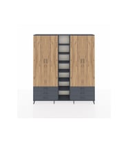 Arges Dolap 13 Raflı 6 Çekmeceli 2 Askılı 220x30x243 Antrasit-Çam/Antrasit