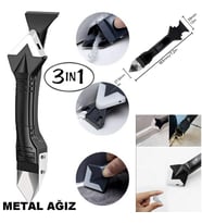 Fayans Derz Dolgu Silikon Kazıyıcı Sıyırıcı Ve Uygulayıcı 3 Ü 1 Arada Aparat Metal Ağızlı Ürün