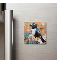 Magpie - Saksağan - Güneş Gözlüklü Style - Buzdolap Magneti - 9x9 Cm