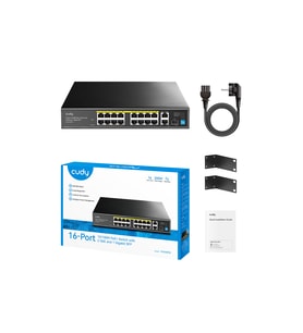 CUDY 16port PoE 200w 1-SFP/2-Uplink 10/100 Yönetilemez Switch FS1018PS1