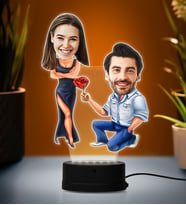 Kişiye Özel Fotoğraflı En Güzel Sevgili Tasarımlı Çift Karikatür 3D Led Lamba (Beyaz)