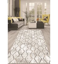 Dijital Kaymaz Taban Yıkanabilir Modern Renkli Salon Halısı Mutfak Halısı Yolluk ND-HT-388 (Krem)