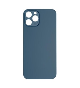 Apple iPhone 12 Pro Max Uyumlu LOGOLU Arka Pil Batarya Kapağı - LENS HARİÇ (Mavi)