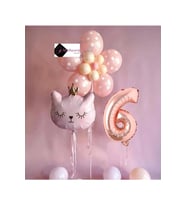 6 YAŞ ÇİÇEK KEDİ BALON DEMETİ DOĞUM GÜNÜ SÜSÜ DOĞUM GÜNÜ PARTİ SETİ