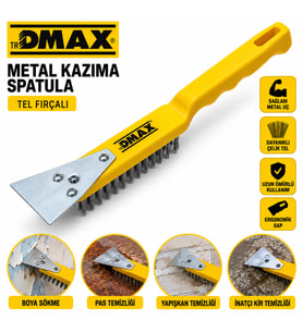12 ADET 2IN1 ÇELİK TEL FIRÇA - METAL KAZIMA SPATULA 270MM (5343)