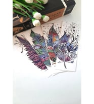 12'li Kuş Tüyü Kalem  Renkli Seri Kitap Ayracı - Kalın Kuşe - 4,5x15cm 