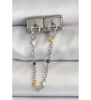 316L Çelik Gümüş Renk 2'Li Sallantı Zincir Model Nomination Charm 5886 - HPSBYI7133-4857