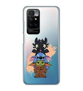 Redmi 10 2022 Uyumlu Sevimli Baby Yoda ve Stitch Desenli Şeffaf Telefon Kılıfı