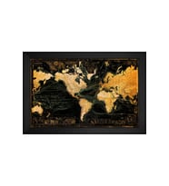 Harita Temalı Kanvas Tablo 80 x 110 cm Siyah Çerçeve