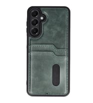 Galaxy A36 Kılıf Sara Kartvizitli Deri Kılıf - Koyu Yeşil
