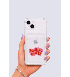 iPhone 15 Kartlıklı Pozitif Enerji Desenli Kılıf - GLST9426-8115