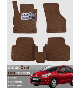 CİTROEN C3 (2009-2016) Uyumlu EVA Paspas Tam Set–Araca Özel,Su Geçirmez,Hızlı ve Kolay Montaj