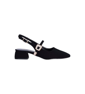 Christina Rose 2814 Siyah 3Cm Slingback Süet Kadın Topuklu Ayakkabı