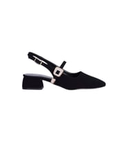 Christina Rose 2814 Siyah 3Cm Slingback Süet Kadın Topuklu Ayakkabı