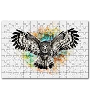 Cakapuzzle Siyah Beyaz Baykuş Animasyonu Görseli Puzzle Yapboz MDF (Ahşap) (120 Parça)