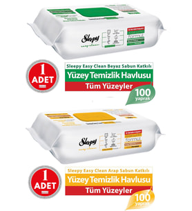 Sleepy  Beyaz Sabun+Arap Sabunu Katkılı Yüzey Temizlik Mendili 200 Yaprak