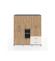 Kronos Dolap 12 Raflı 2 Çekmeceli Tek Askılı 220x59x243 Antrasit-Çam/Aytaşı